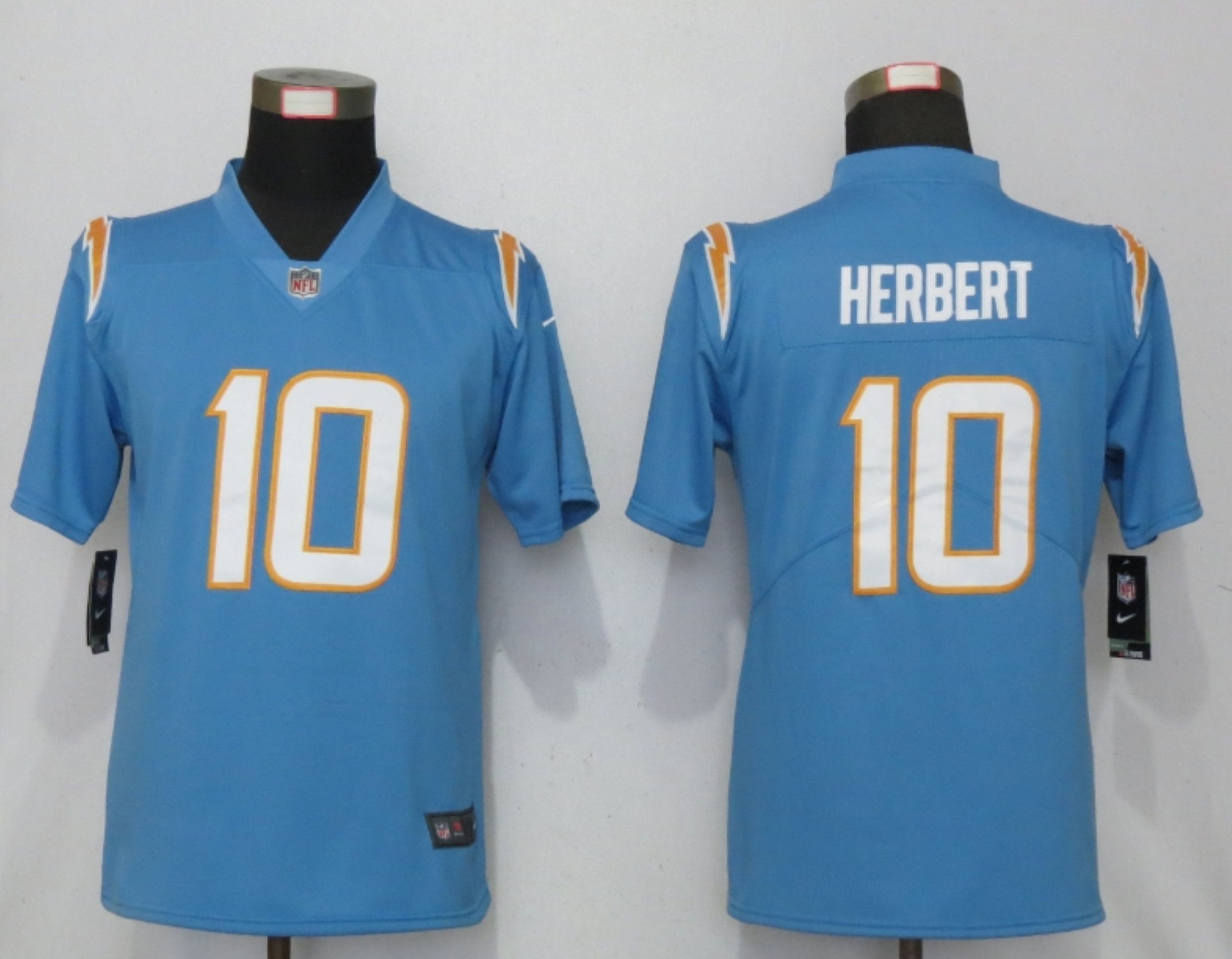 Women New Nike San Diego Chargers 10 Herbert Powder Blue Los Angeles 2020 NFL Draft First Round Pick Elite Playe